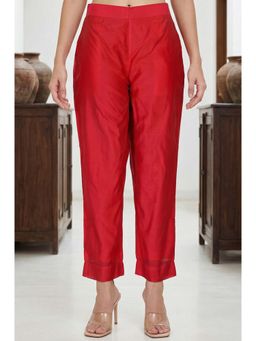 Elleven - Red Solid/Plain Straight Pant