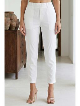 Elleven - White Solid/Plain Tapered Pant