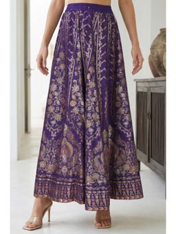 Elleven - Purple Embroidered Flared Skirt