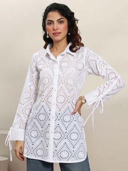 Libas - White Self Design Regular Shirt