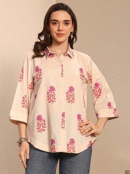Libas - Beige Floral Regular Shirt