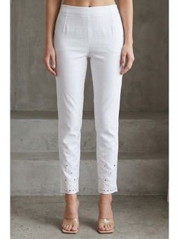 Folksong - White Embroidered Slim Pant