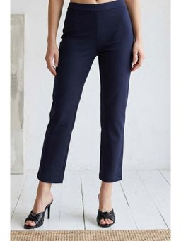 W - Navy Blue Solid/Plain Straight Pant