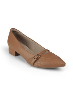 Lemon & Pepper - Tan Pointed Toe Block Heels