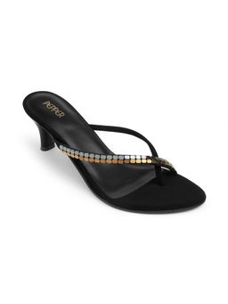 PEPPER - Black Round Toe Kitten Heels