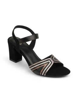 PEPPER - Black Round Toe Block Heels