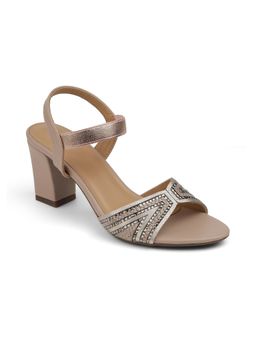 PEPPER - Nude Round Toe Block Heels