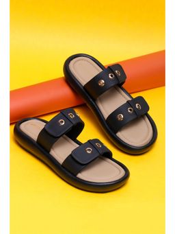 TRASE - Black Round Toe Sandals