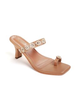 Ek_agga - Beige Square Toe Kitten Heels