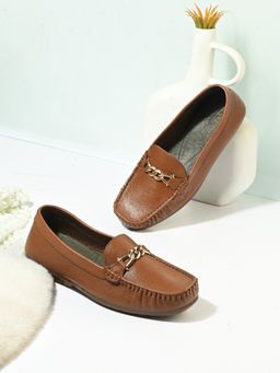 EGOSS - Tan Round Toe Loafers