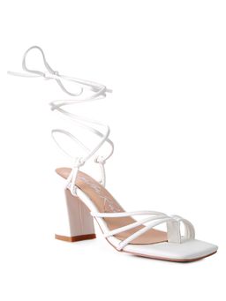 London Rag - White Square Toe Block Heels