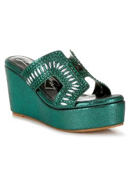 London Rag - Green Round Toe Wedge Heels