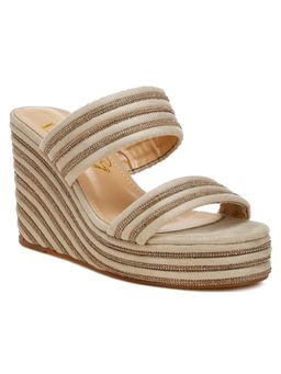 London Rag - Beige Round Toe Wedge Heels