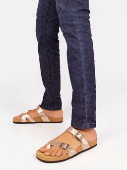 Truffle Collection - Rose Gold Round Toe Sandals