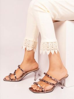 Truffle Collection - Silver Square Toe Stiletto Heels