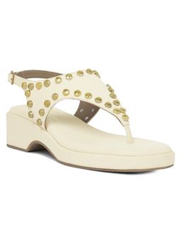 London Rag - Beige Square Toe Wedge Heels