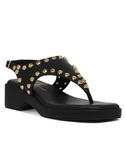 London Rag - Black Square Toe Wedge Heels