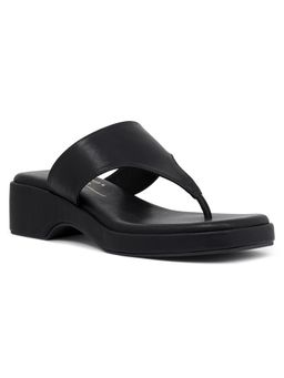 London Rag - Black Square Toe Wedge Heels
