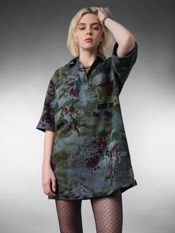 ONLY - Women Printed Loose Fit Green Dress