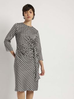 FableStreet - Black Satin Tie-Up Dress