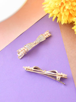 Silvermerc Designs - Gold Pearl Hair Clips (Pair of 2)