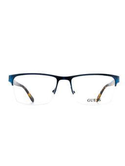 Guess - Men Metal Half Rim Rectangle Blue Eyeglass Frame (53)