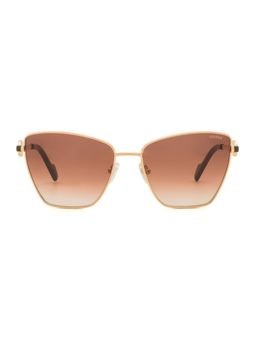 Guess - Women Full UV Protected Metal Full Rim Butterfly Brown Lens Sunglasses (56)