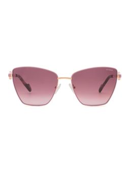 Guess - Women Full UV Protected Metal Full Rim Butterfly Purple Lens Sunglasses (56)