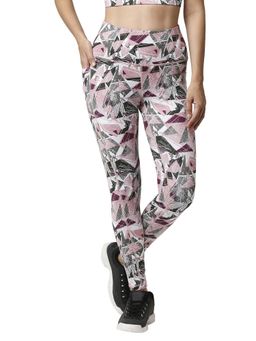 SOIE - High Waist Ankle Length Quick Dry Printed Sports Leggings With Side Pockets-Multi-Color