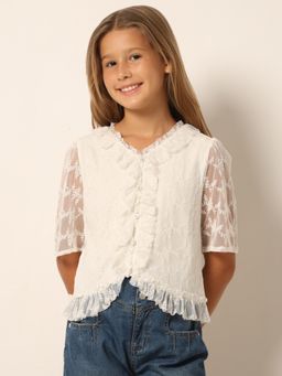 VERO MODA - Girls Embroidery White Top