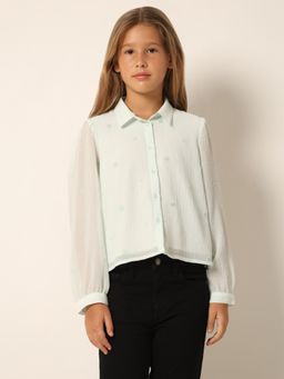 VERO MODA - Girls Embroidery Green Shirt