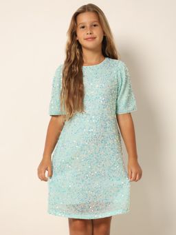 VERO MODA - Girls Sequins Light Blue Dress