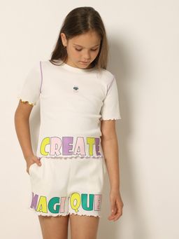 VERO MODA - Girls Typography Off White T-Shirt