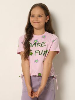 VERO MODA - Girls Floral Print Pink T-Shirt