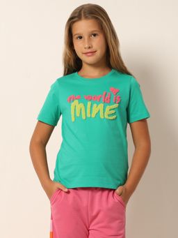 VERO MODA - Girls Self Design Green T-Shirt