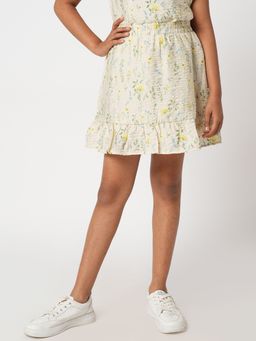 VERO MODA - Girls Floral Print Off White Skirt