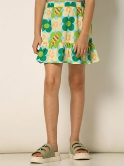VERO MODA - Girls Floral Print Green Skirt