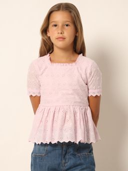 VERO MODA - Girls Self Design Pink Top
