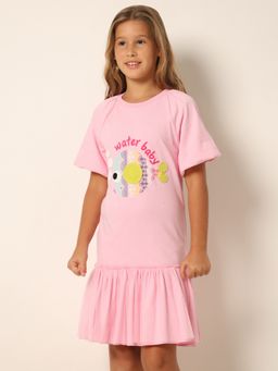 VERO MODA - Girls Graphic Print Pink Dress