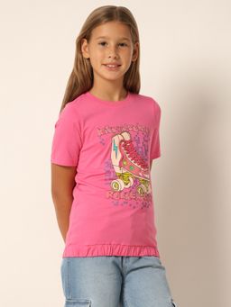 VERO MODA - Girls Graphic Print Pink T-Shirt
