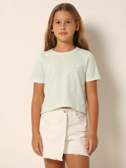 VERO MODA - Girls Floral Print Green T-Shirt