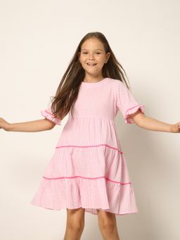 VERO MODA - Girls Checks Pink Dress