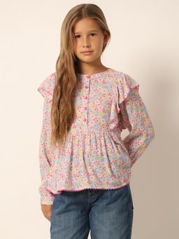 VERO MODA - Girls Floral Print Pink Top