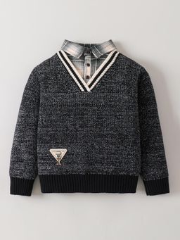 Hopscotch - Black Textured Pullover Sweater