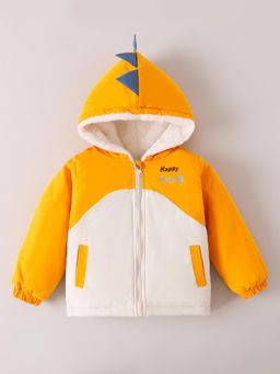 Hopscotch - Yellow Colorblock Hooded Puffer Jacket