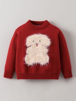 Hopscotch - Red Puppy Applique Pullover Sweater
