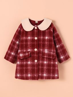 Hopscotch - Red Plaid Peter Pan Long Overcoat