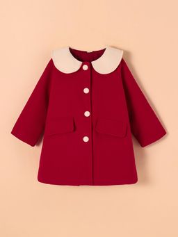 Hopscotch - Red Peter Pan Button Long Overcoat