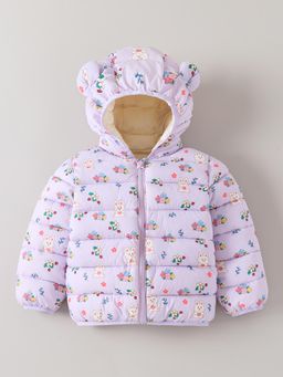 Hopscotch - Lavender Floral Hooded Puffer Jacket