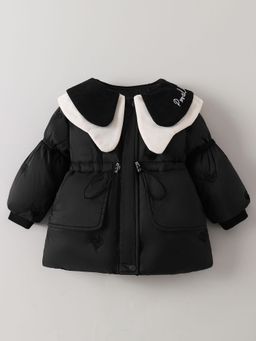 Hopscotch - Contrast Collar Long Puffer Jacket